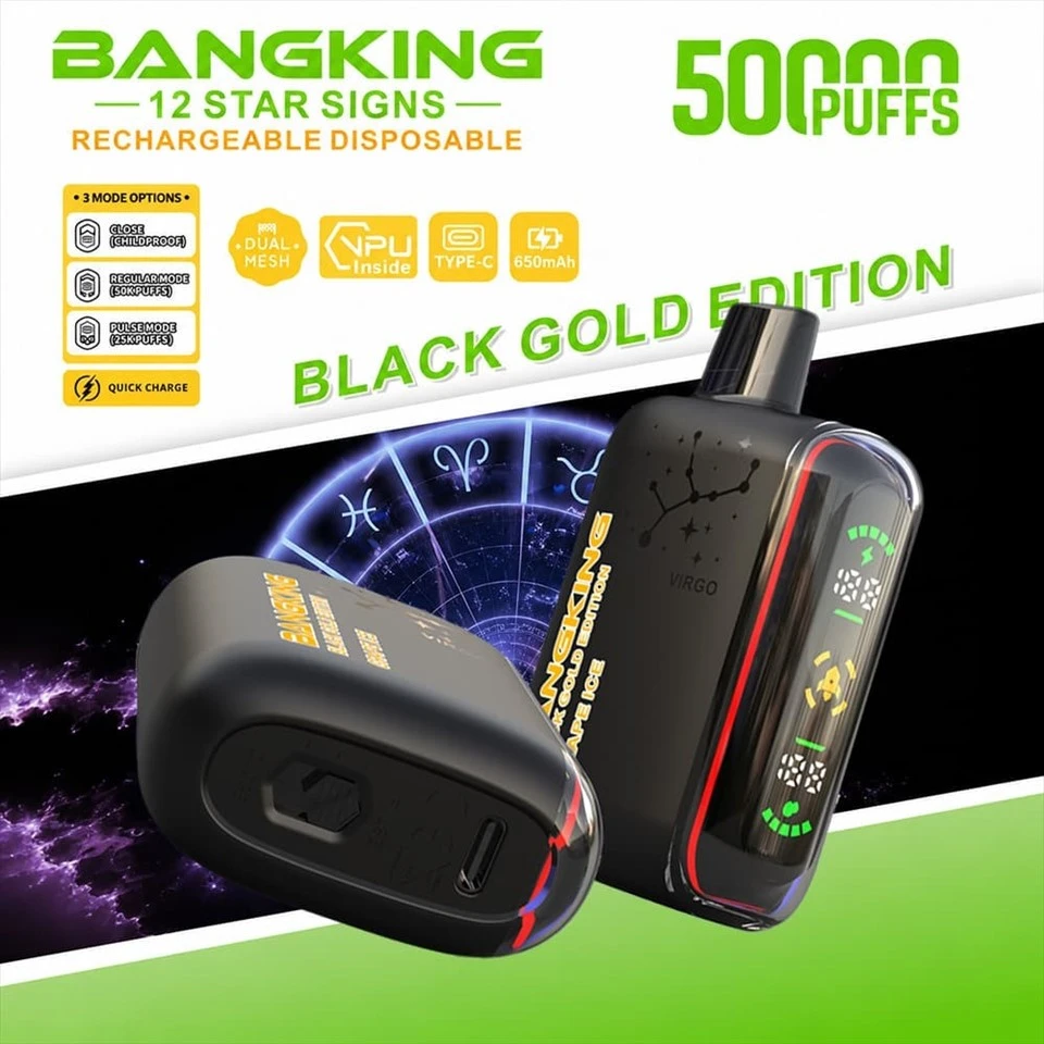 Bang King 12 Star Signs 50K 50000 Puffs Disposable Vape With LED Display And Dual Mesh high quality