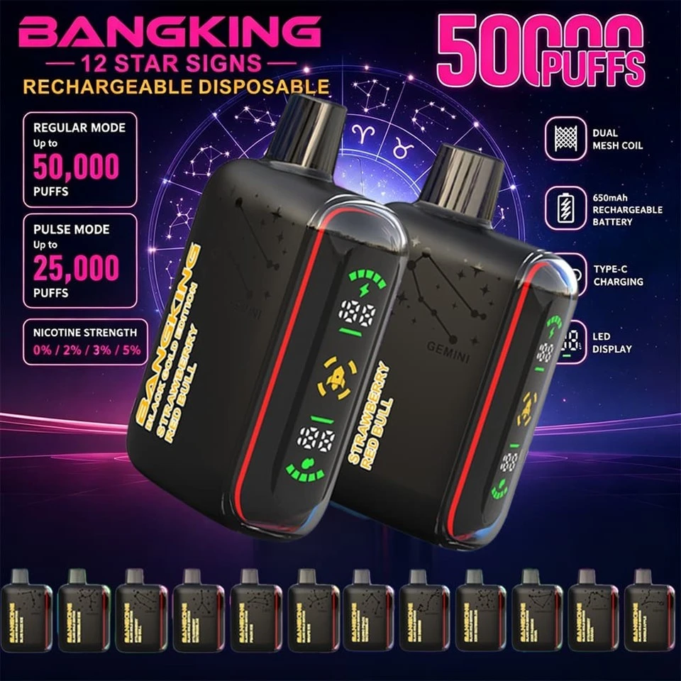 Bang King 12 Star Signs 50K 50000 Puffs Disposable Vape With LED Display And Dual Mesh suppliers